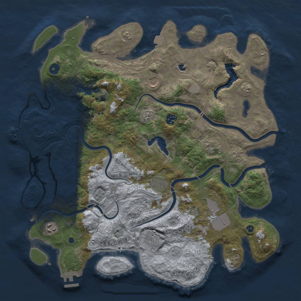 Rust Map: Procedural Map, Size: 4250, Seed: 505413987, 14 Monuments