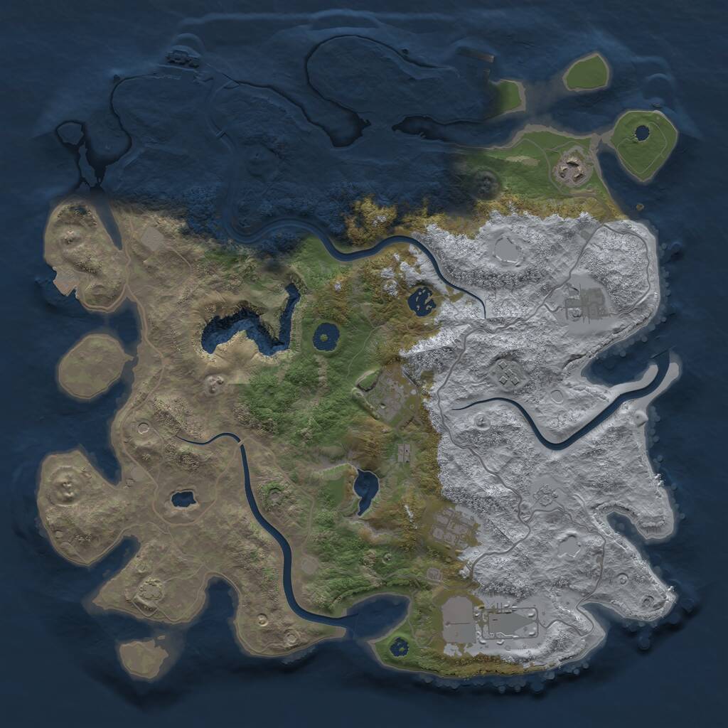 Rust Map: Procedural Map, Size: 4000, Seed: 692347089, 13 Monuments