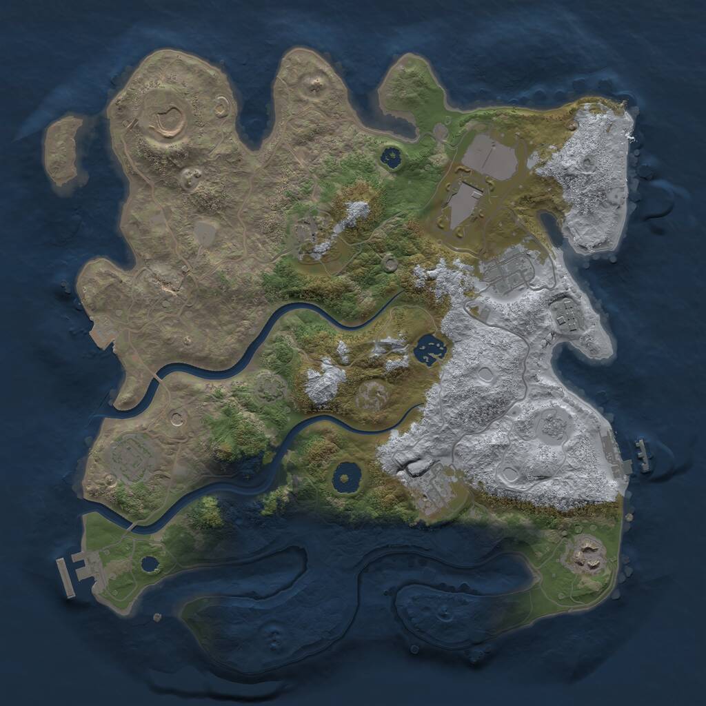 Rust Map: Procedural Map, Size: 3500, Seed: 384267418, 15 Monuments