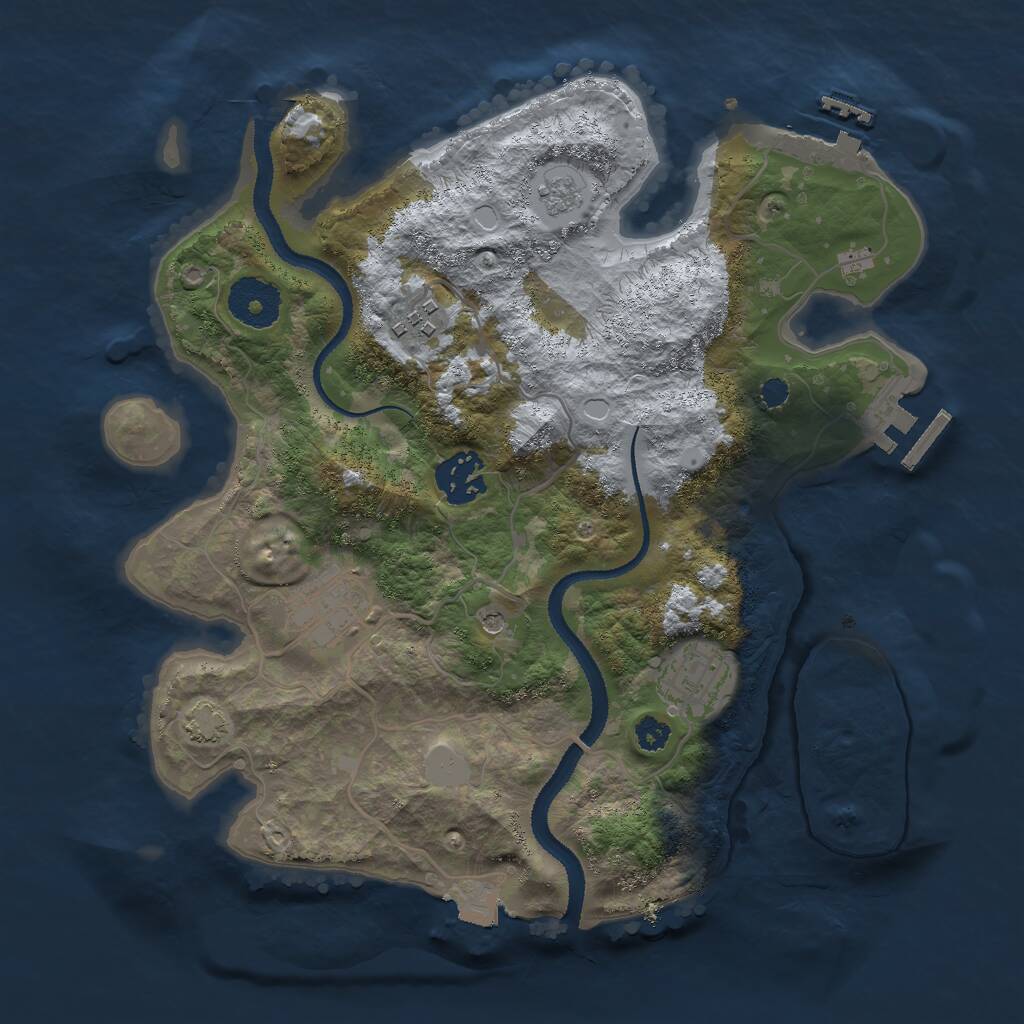 Rust Map: Procedural Map, Size: 3000, Seed: 1716501930, 10 Monuments