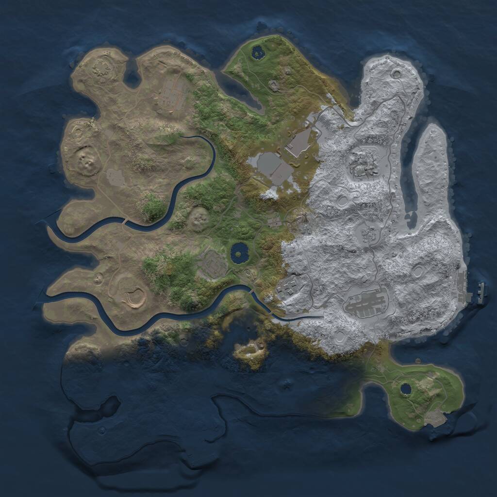 Rust Map: Procedural Map, Size: 3700, Seed: 646437221, 14 Monuments