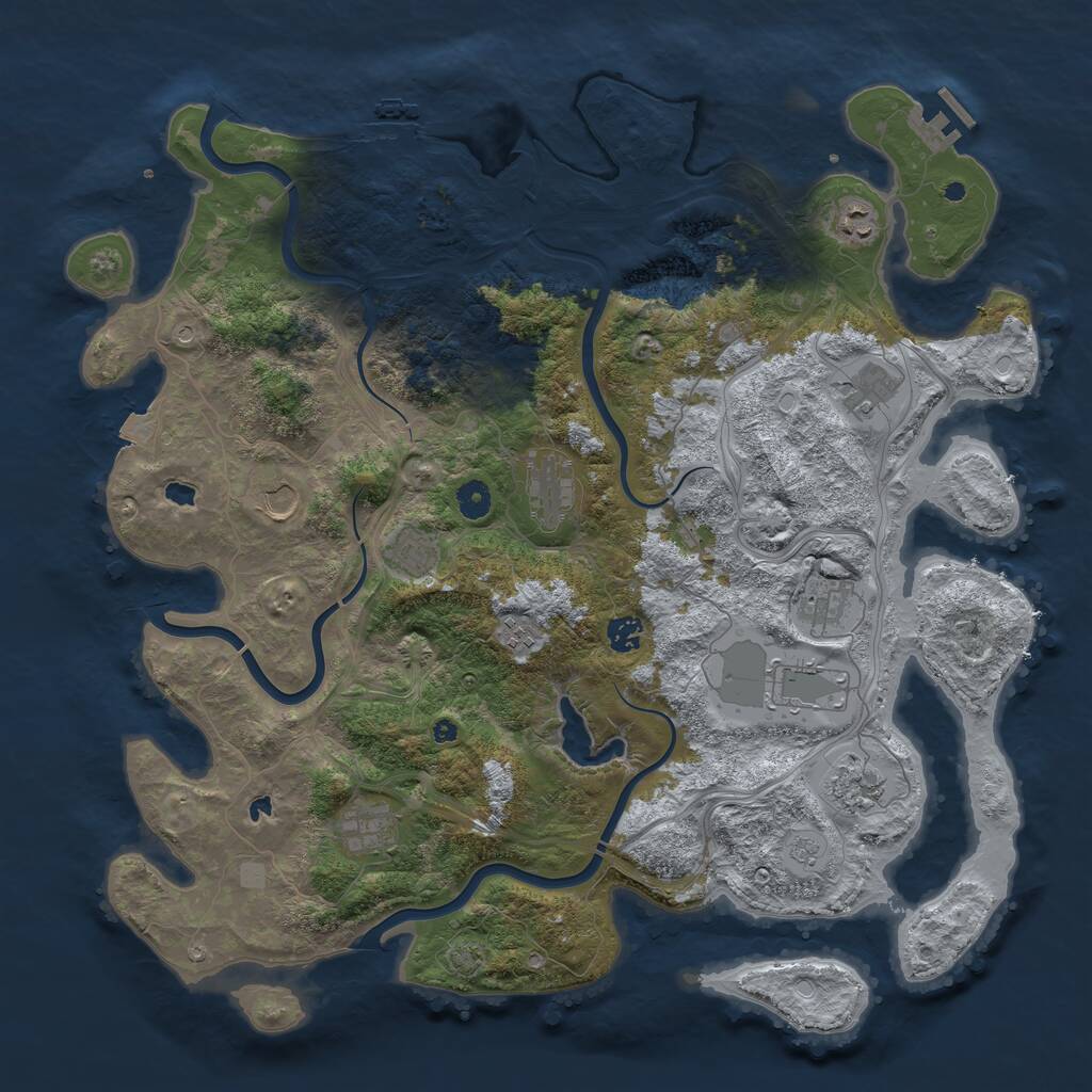 Rust Map: Procedural Map, Size: 4500, Seed: 521719123, 17 Monuments