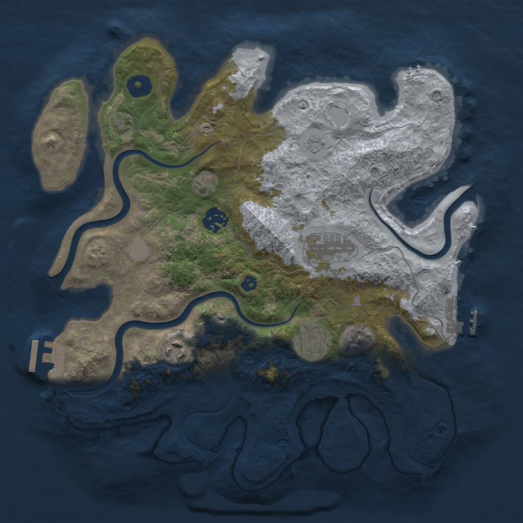 Rust Map: Procedural Map, Size: 3300, Seed: 43938529, 10 Monuments