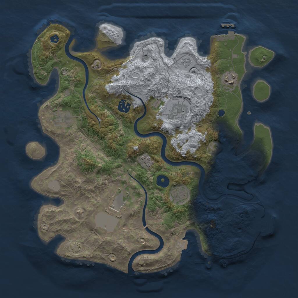 Rust Map: Procedural Map, Size: 3500, Seed: 1716501930, 13 Monuments