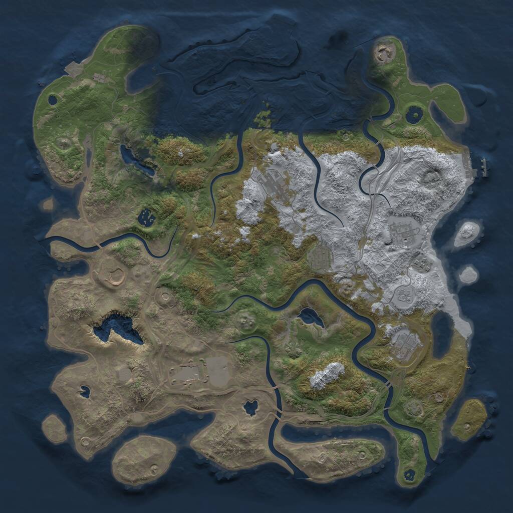 Rust Map: Procedural Map, Size: 4500, Seed: 2083481421, 15 Monuments