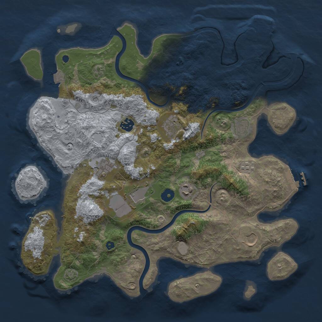 Rust Map: Procedural Map, Size: 3750, Seed: 851662226, 14 Monuments