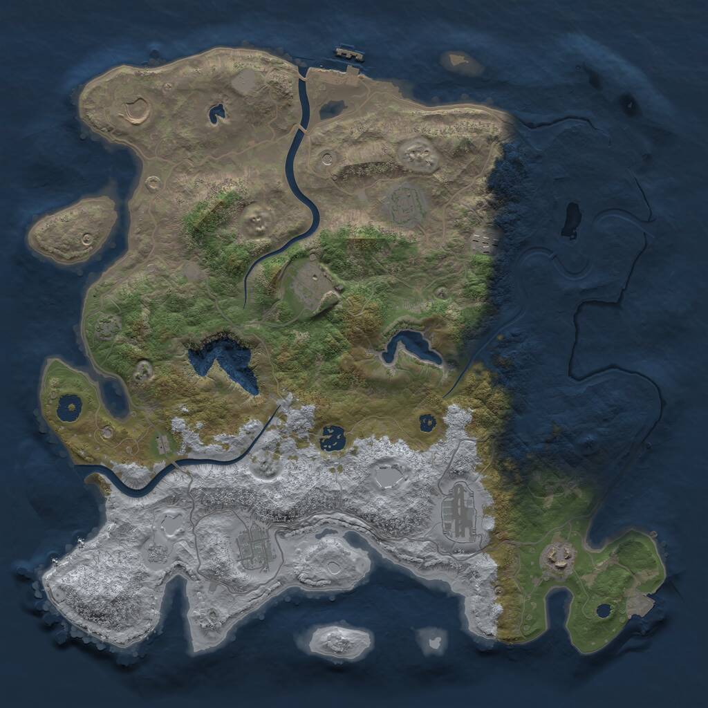 Rust Map: Procedural Map, Size: 4000, Seed: 1066230164, 14 Monuments