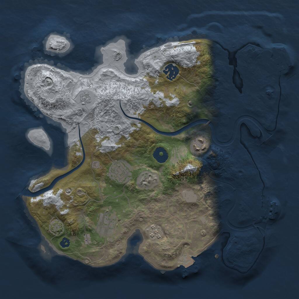 Rust Map: Procedural Map, Size: 3000, Seed: 1079257609, 10 Monuments