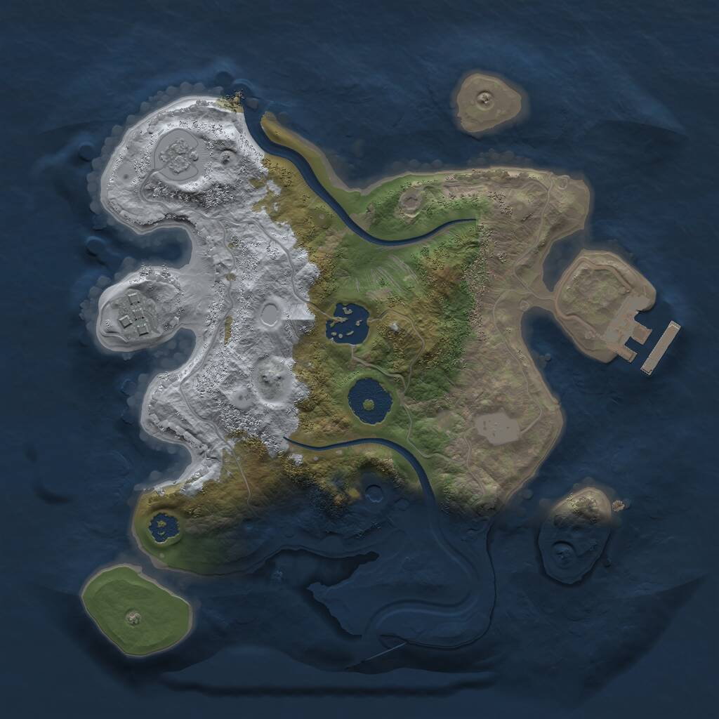 Rust Map: Procedural Map, Size: 2500, Seed: 843868772, 6 Monuments