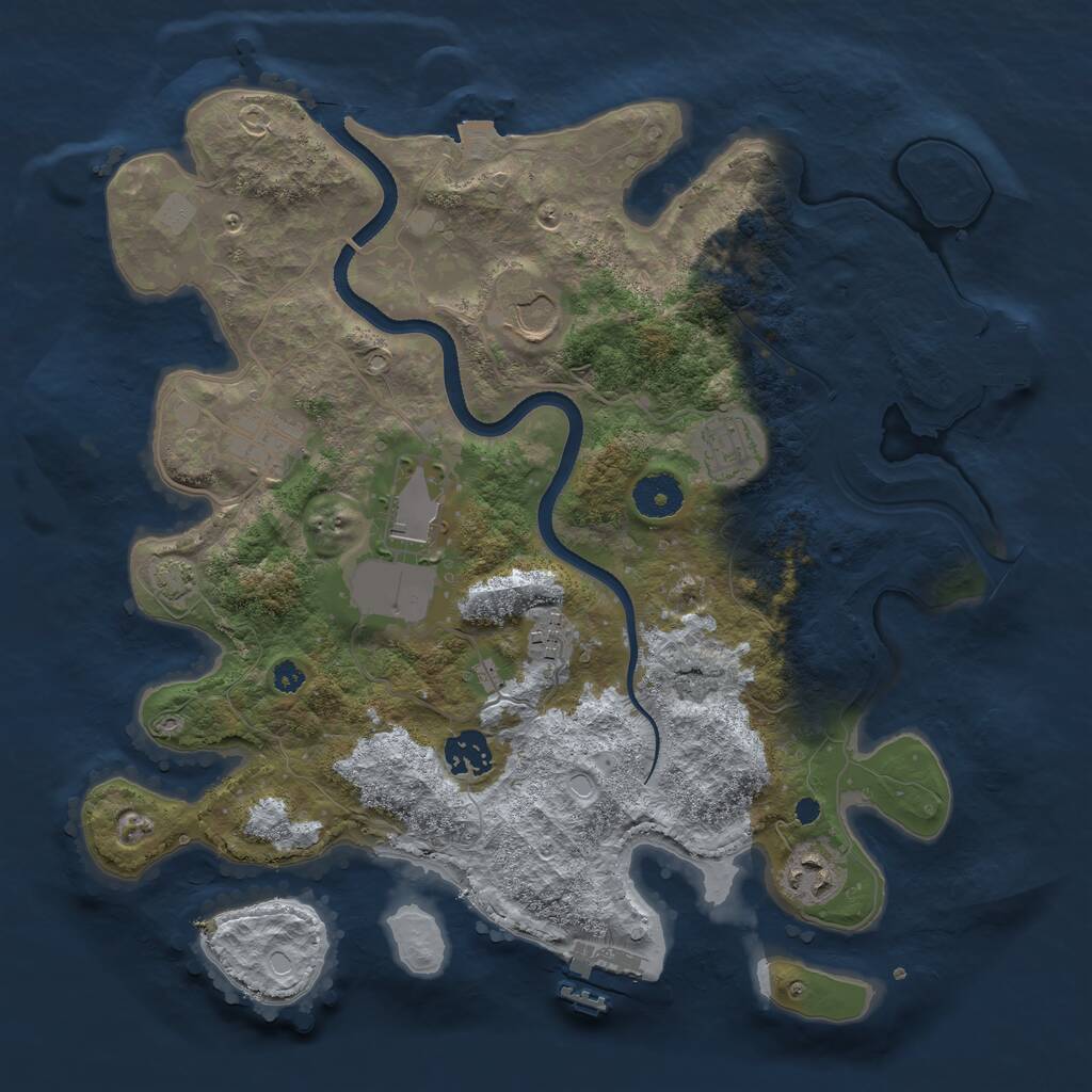 Rust Map: Procedural Map, Size: 3500, Seed: 1254642680, 11 Monuments