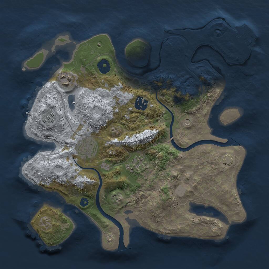 Rust Map: Procedural Map, Size: 3000, Seed: 35462, 9 Monuments