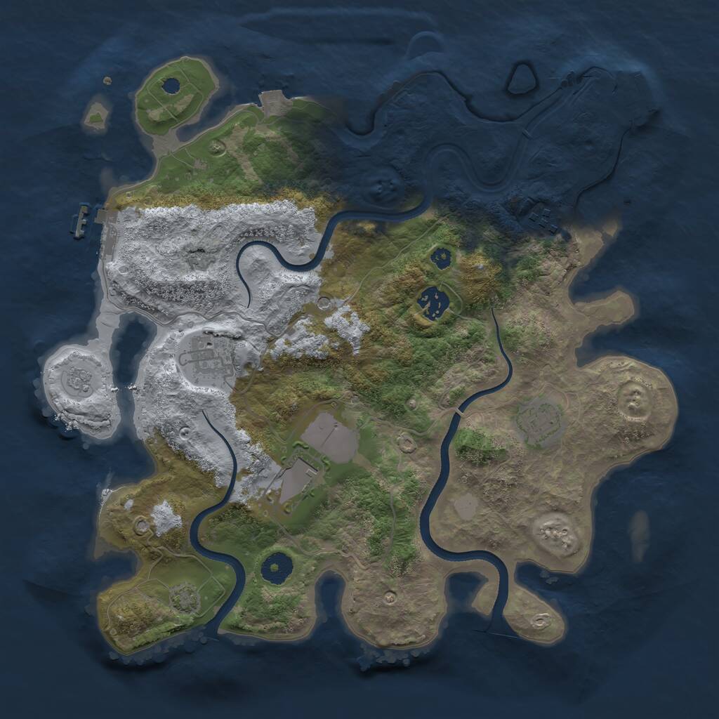 Rust Map: Procedural Map, Size: 3500, Seed: 7605981, 11 Monuments