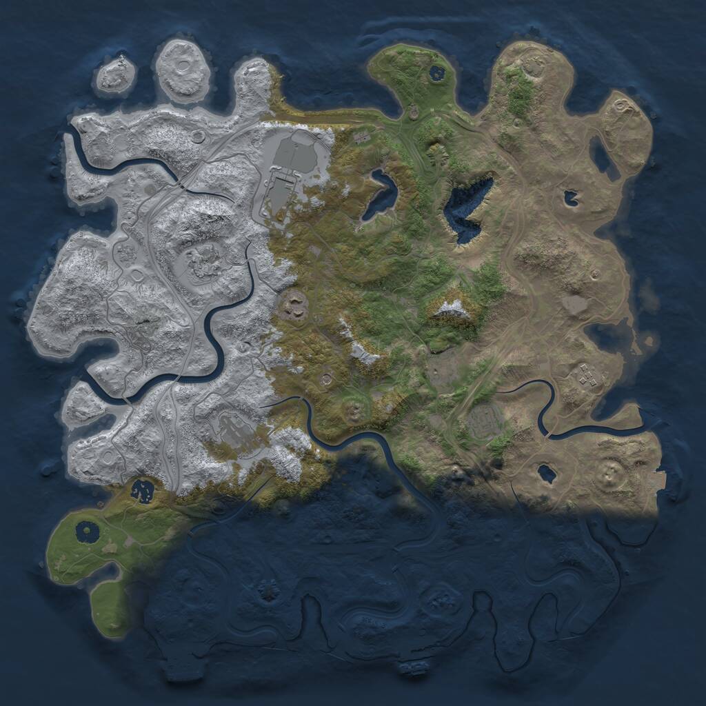 Rust Map: Procedural Map, Size: 4500, Seed: 2068871240, 14 Monuments