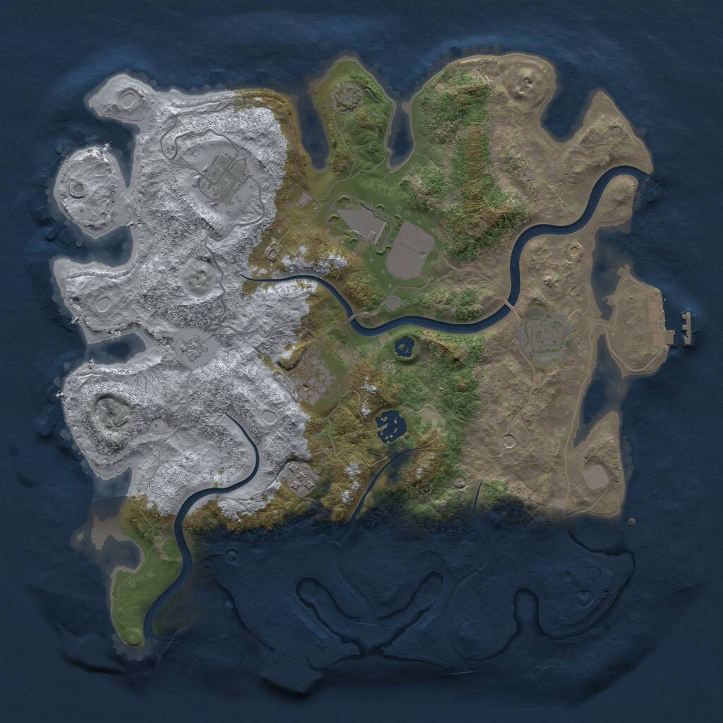 Rust Map: Procedural Map, Size: 3500, Seed: 1965016944, 12 Monuments