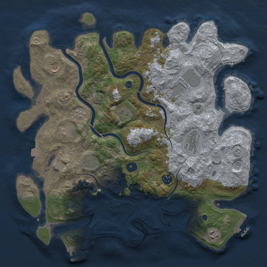 Rust Map: Procedural Map, Size: 3900, Seed: 1250, 15 Monuments