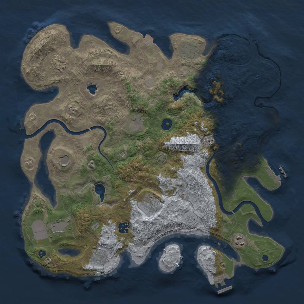 Rust Map: Procedural Map, Size: 4000, Seed: 1150580929, 16 Monuments