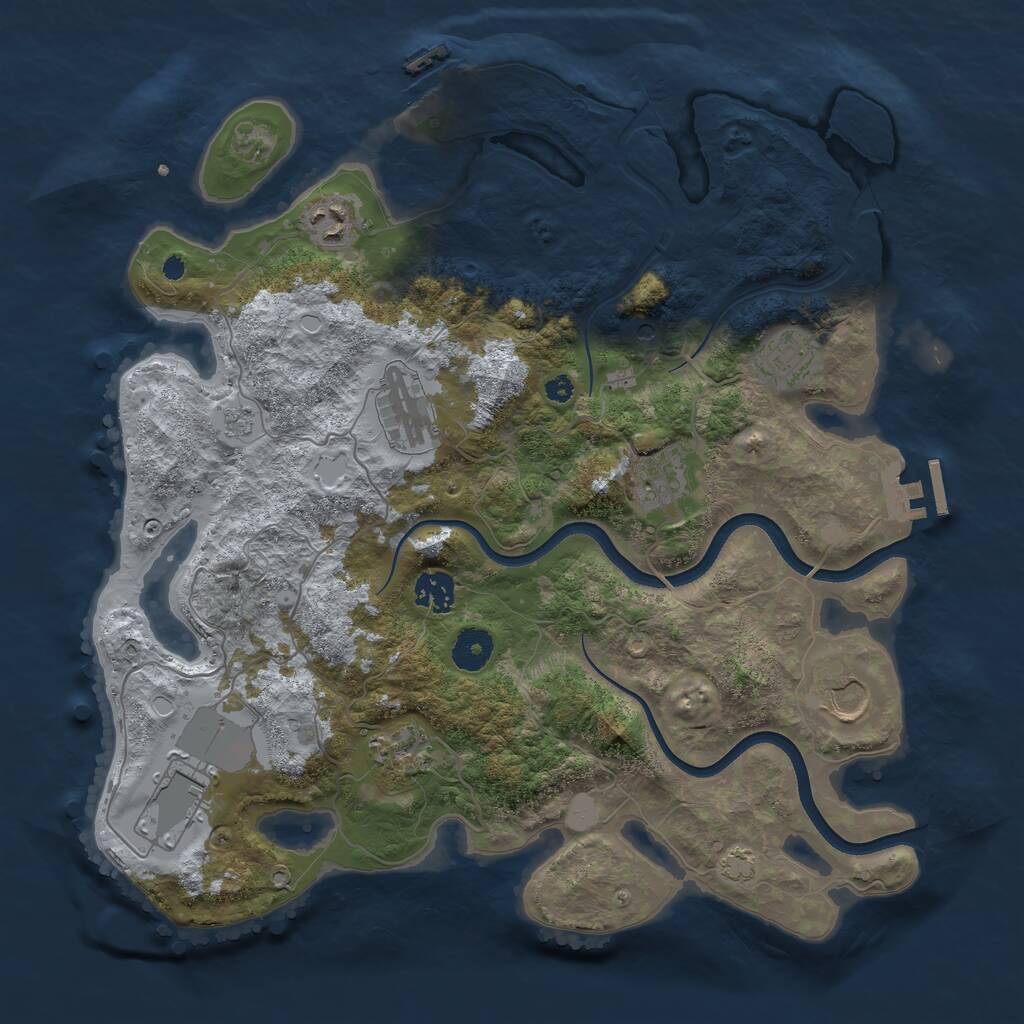 Rust Map: Procedural Map, Size: 3700, Seed: 340120580, 14 Monuments