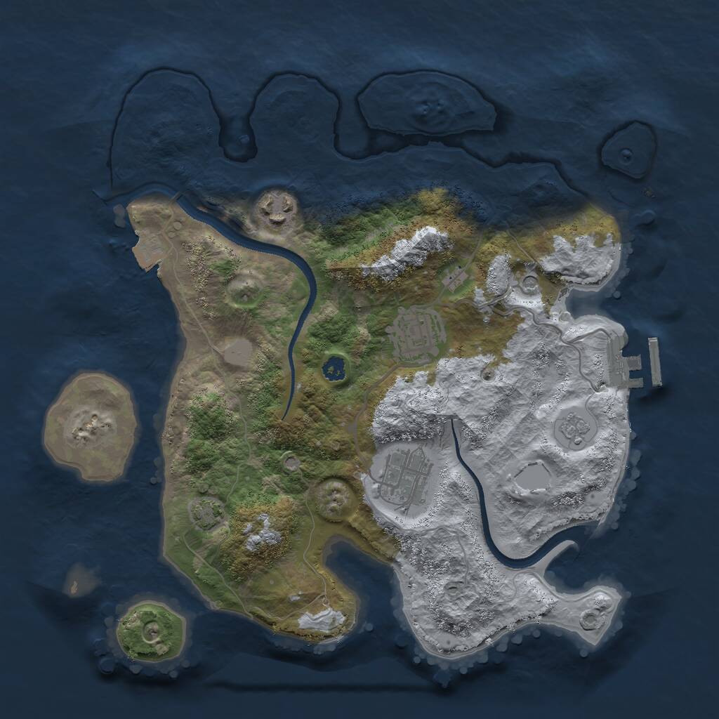 Rust Map: Procedural Map, Size: 3000, Seed: 32049, 8 Monuments