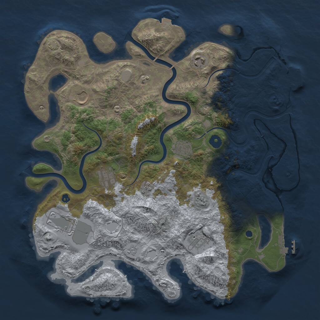 Rust Map: Procedural Map, Size: 3800, Seed: 51816345, 13 Monuments