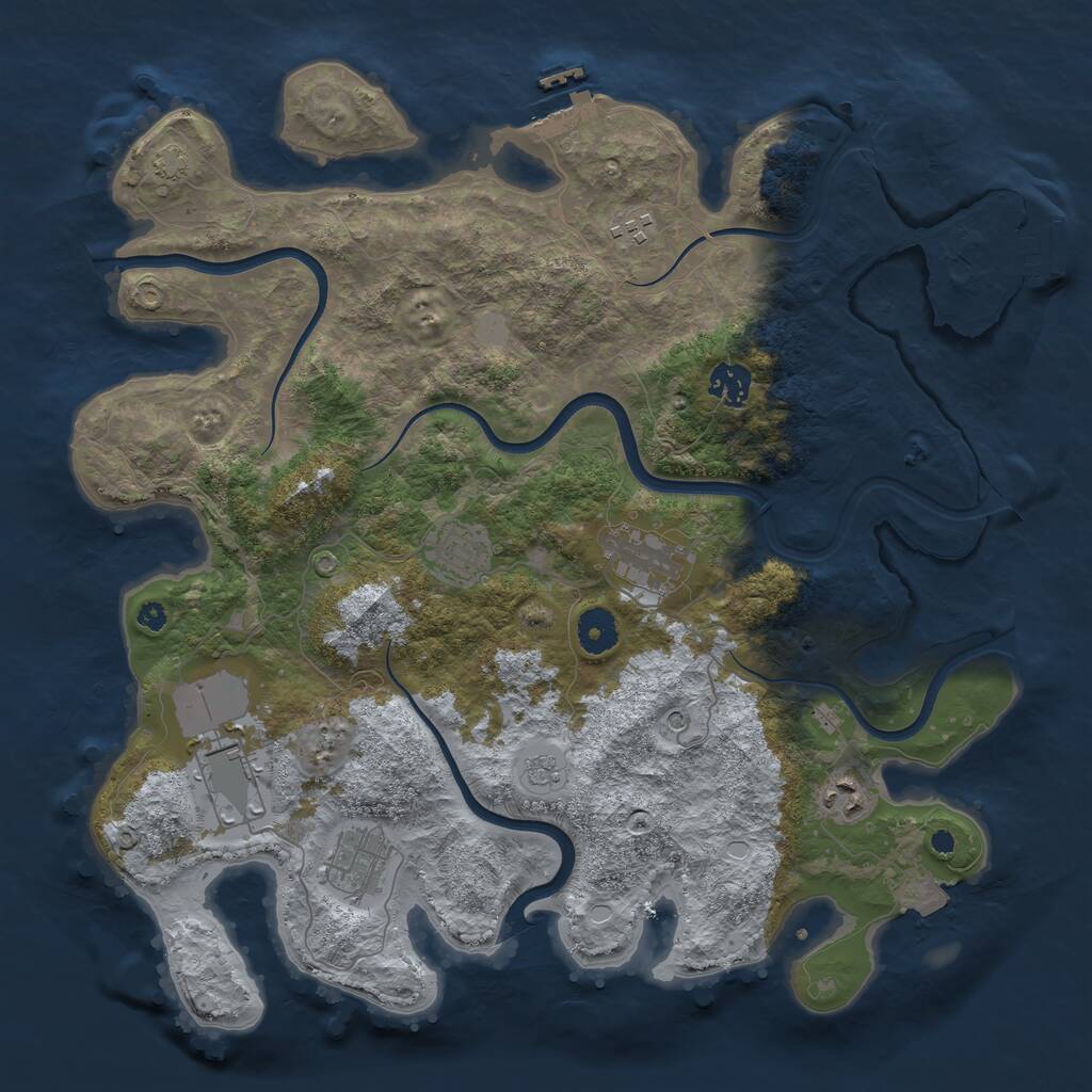 Rust Map: Procedural Map, Size: 3800, Seed: 27387324, 13 Monuments