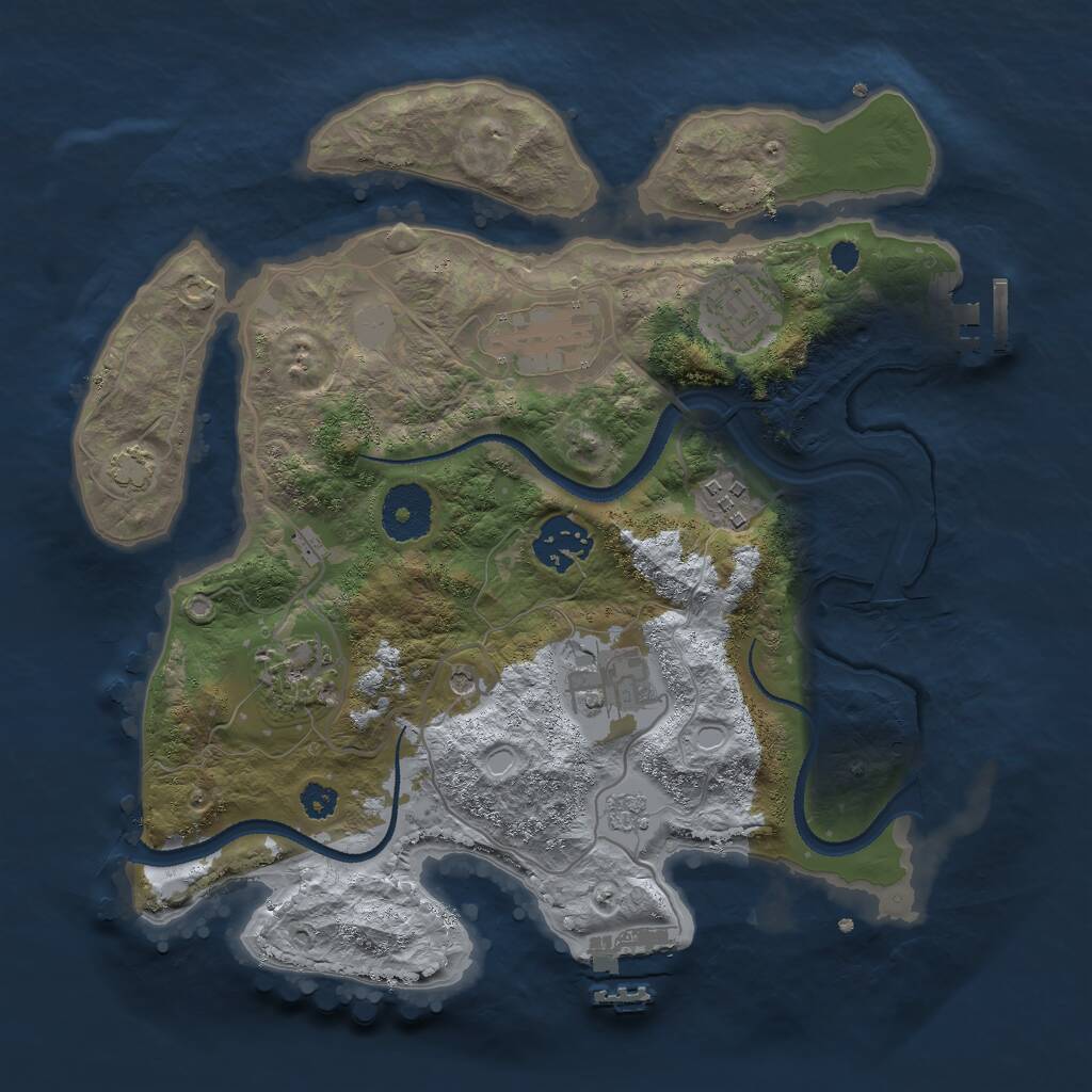 Rust Map: Procedural Map, Size: 3000, Seed: 662735024, 12 Monuments