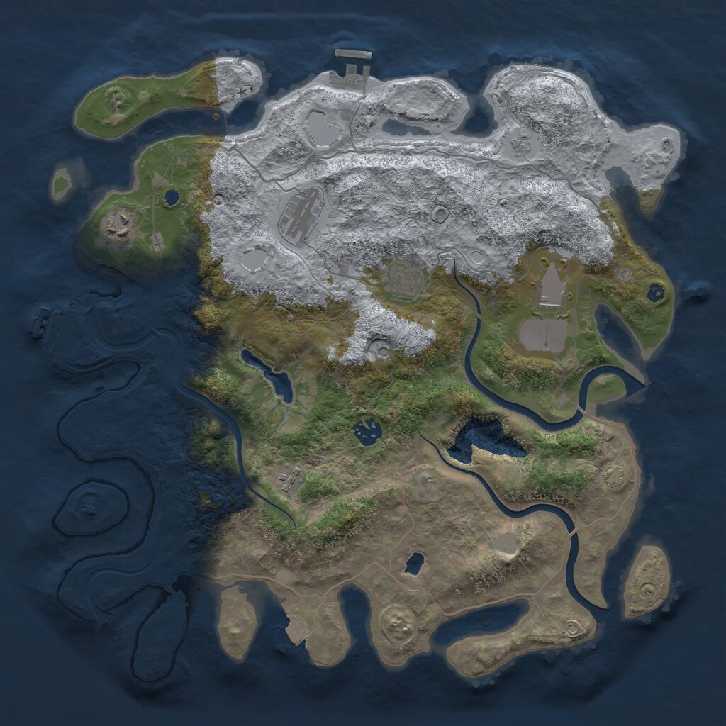 Rust Map: Procedural Map, Size: 4000, Seed: 16845, 12 Monuments