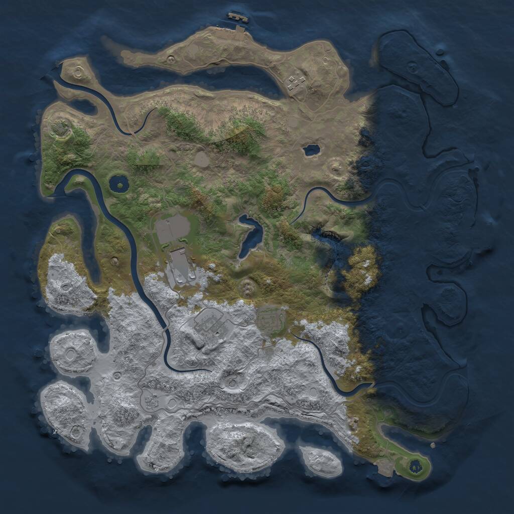 Rust Map: Procedural Map, Size: 4000, Seed: 2062716187, 10 Monuments