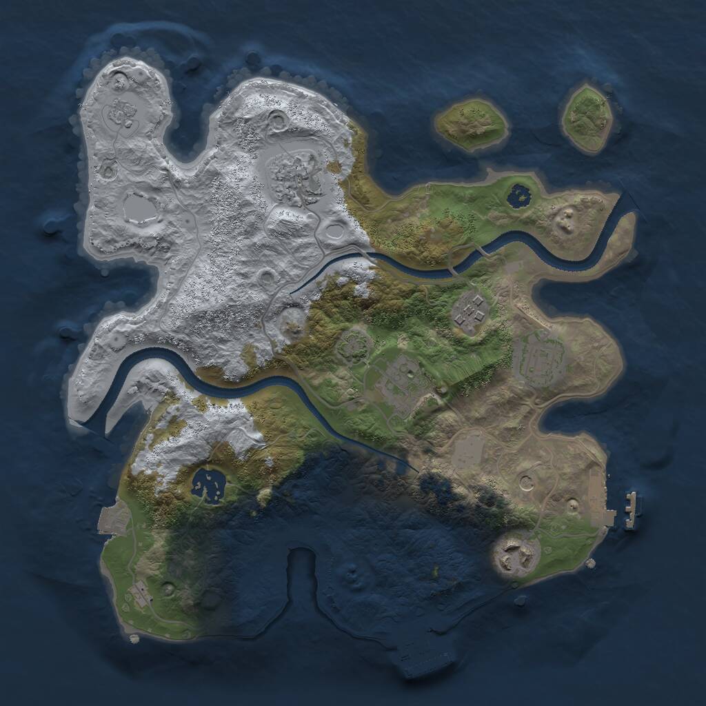 Rust Map: Procedural Map, Size: 3000, Seed: 402718399, 12 Monuments