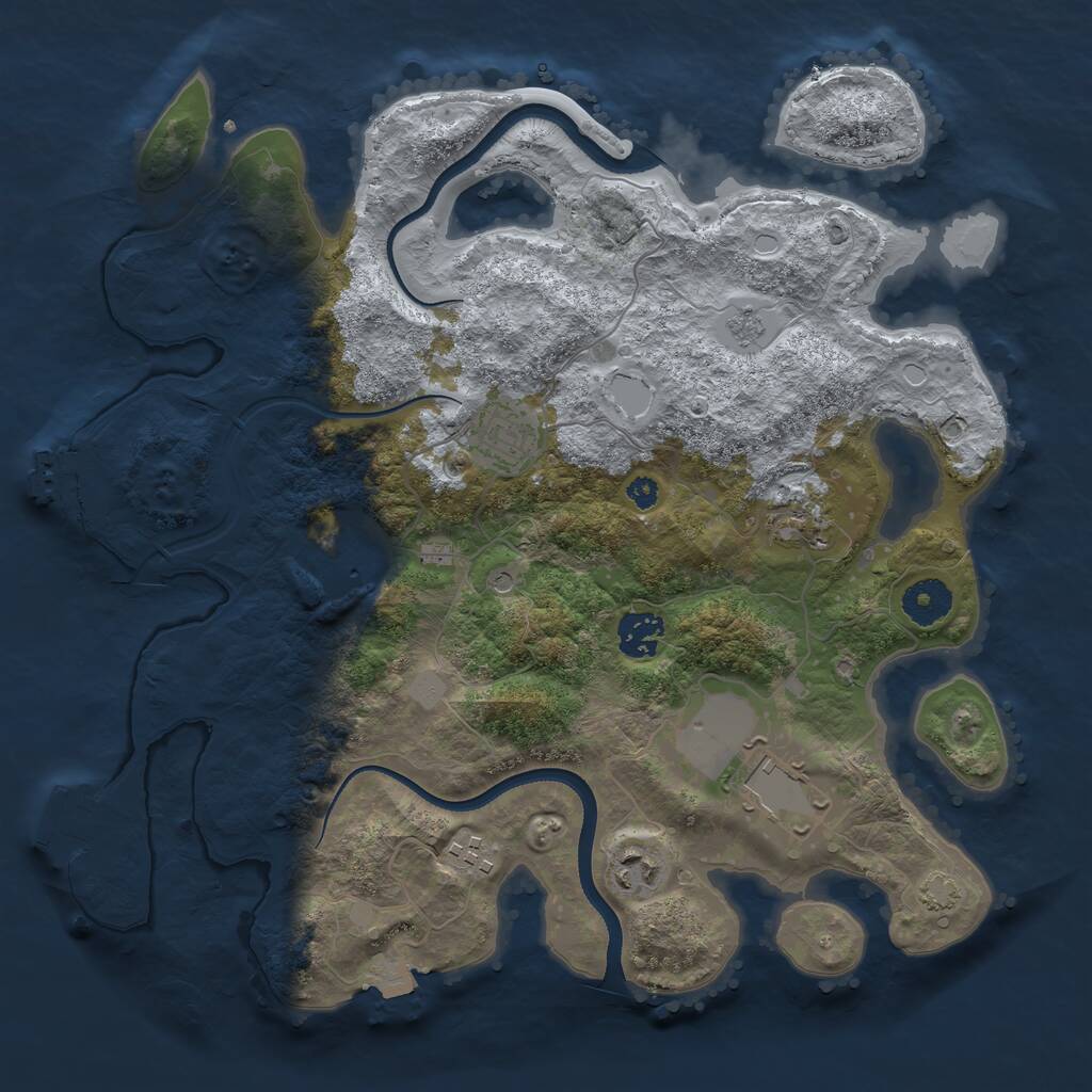 Rust Map: Procedural Map, Size: 3500, Seed: 1209576773, 13 Monuments