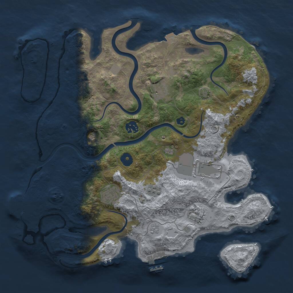 Rust Map: Procedural Map, Size: 3500, Seed: 562396559, 12 Monuments