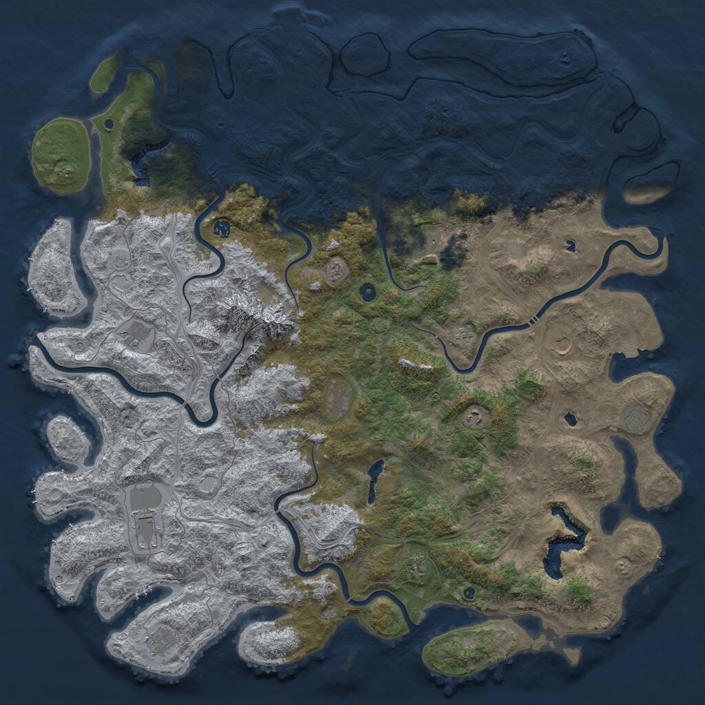 Rust Map: Procedural Map, Size: 6000, Seed: 960604, 16 Monuments