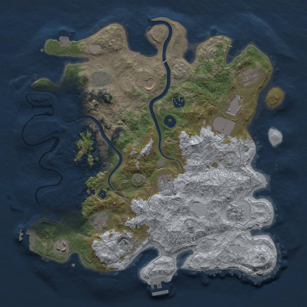 Rust Map: Procedural Map, Size: 3800, Seed: 1682476749, 16 Monuments