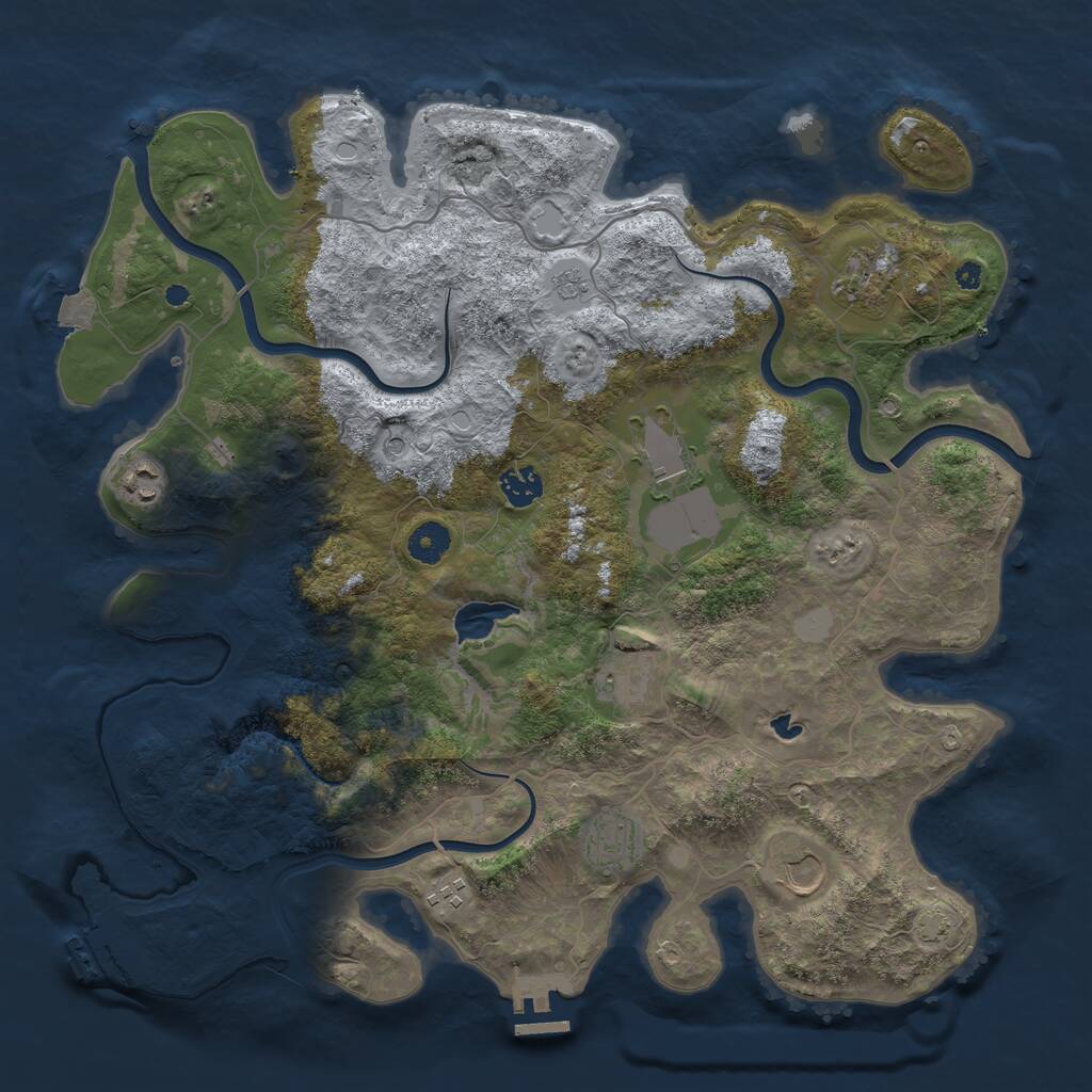 Rust Map: Procedural Map, Size: 4000, Seed: 2057739906, 14 Monuments