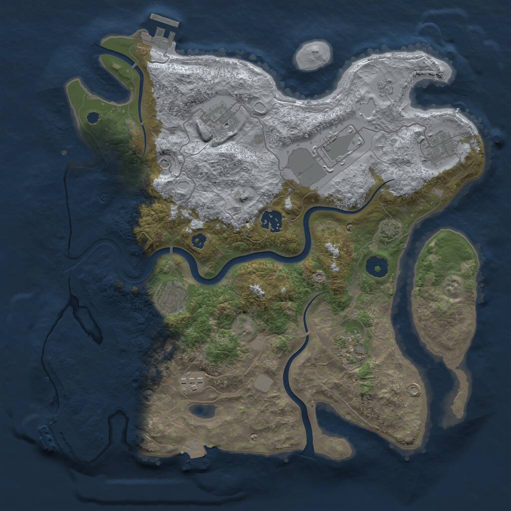Rust Map: Procedural Map, Size: 3500, Seed: 743491570, 13 Monuments