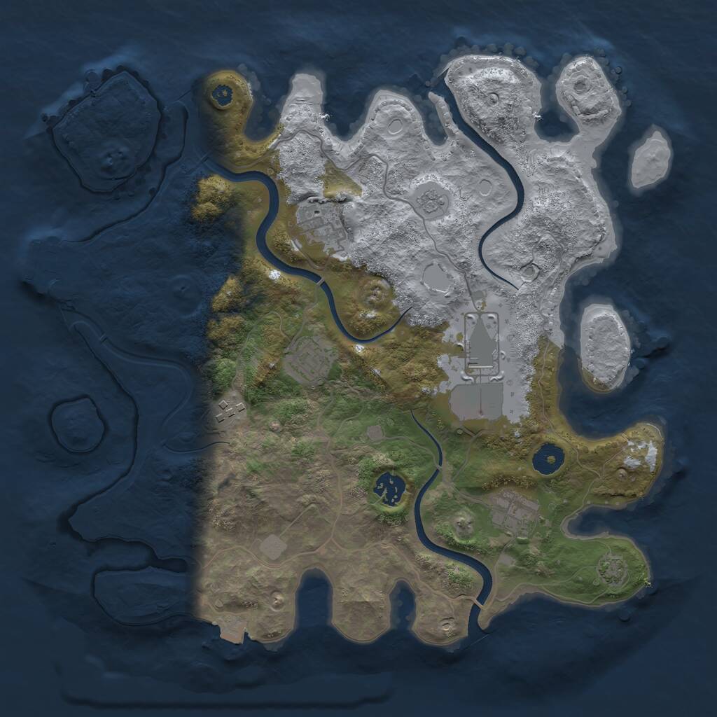 Rust Map: Procedural Map, Size: 3500, Seed: 1735685556, 10 Monuments