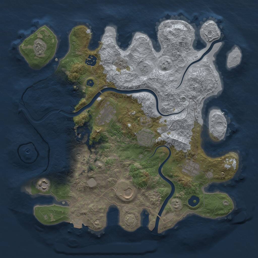 Rust Map: Procedural Map, Size: 3500, Seed: 1735685556, 11 Monuments