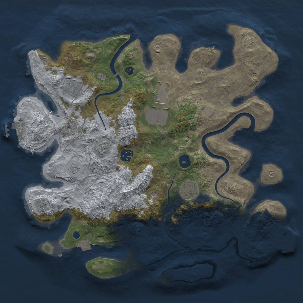 Rust Map: Procedural Map, Size: 3600, Seed: 172425, 11 Monuments