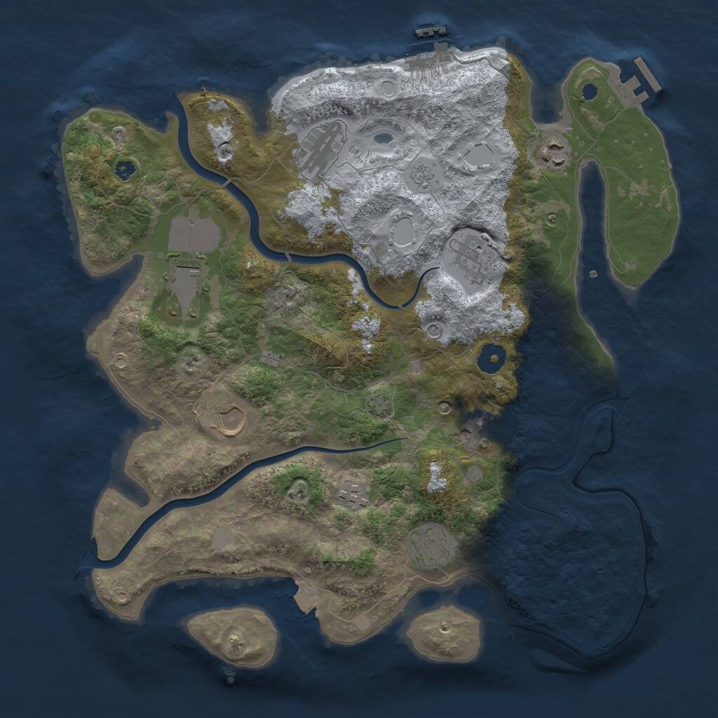 Rust Map: Procedural Map, Size: 3700, Seed: 455, 14 Monuments