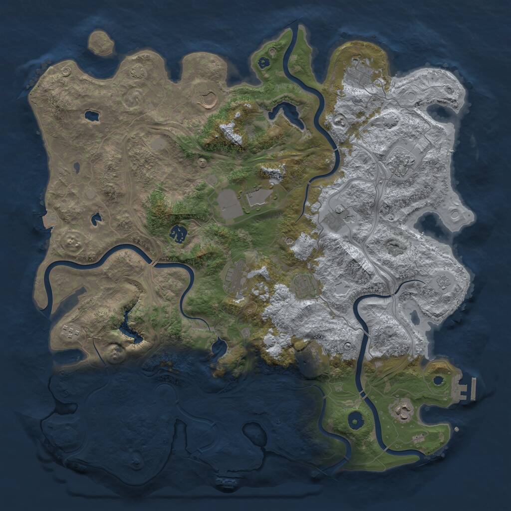 Rust Map: Procedural Map, Size: 4500, Seed: 631956557, 17 Monuments