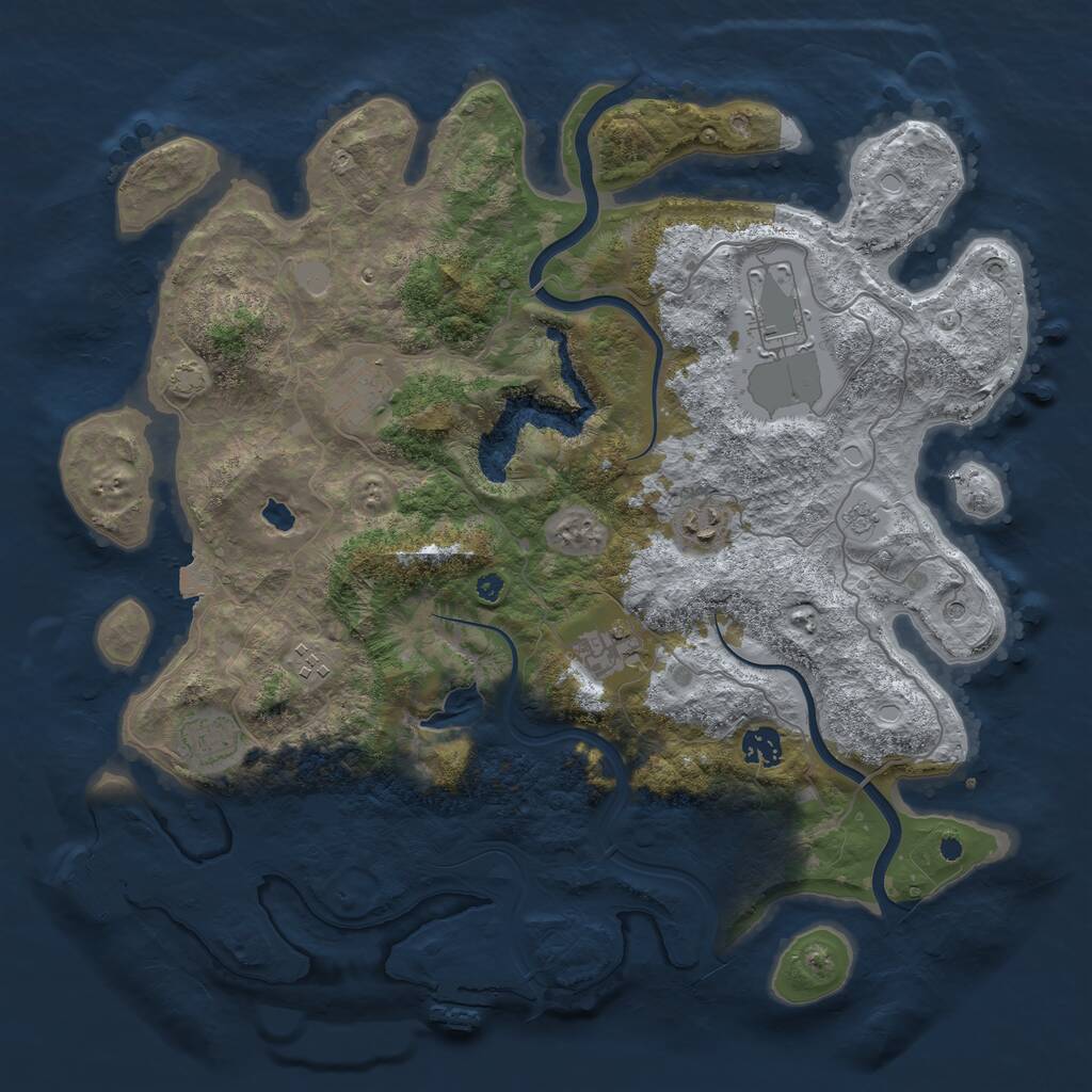 Rust Map: Procedural Map, Size: 4000, Seed: 1555063842, 13 Monuments