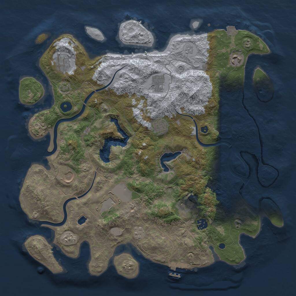 Rust Map: Procedural Map, Size: 4000, Seed: 3478, 14 Monuments