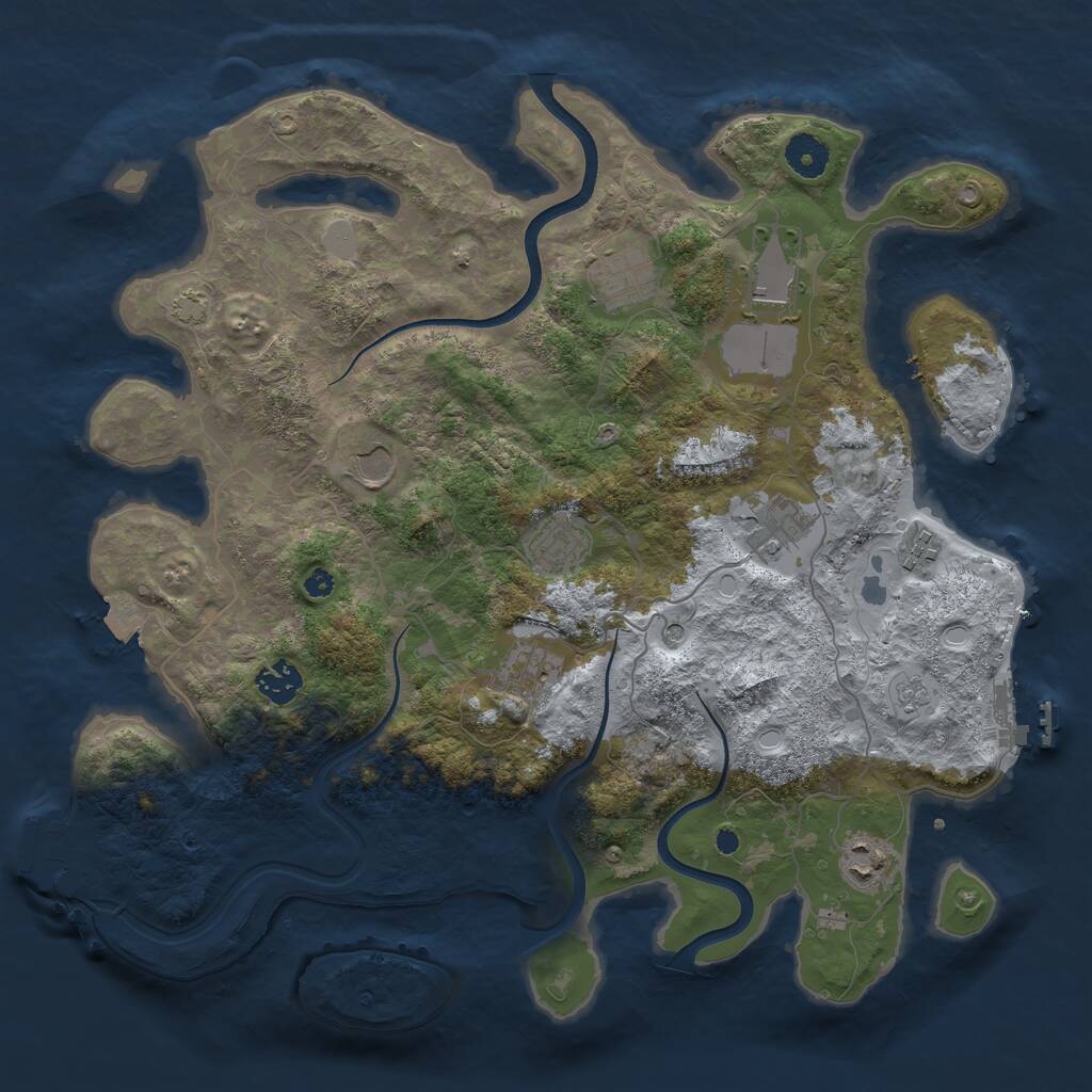 Rust Map: Procedural Map, Size: 3810, Seed: 34, 15 Monuments