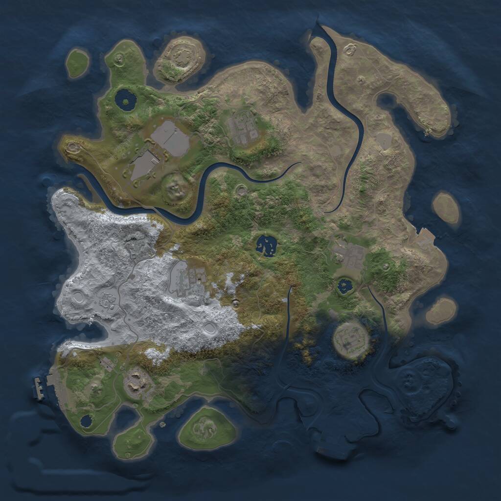 Rust Map: Procedural Map, Size: 3500, Seed: 523956, 12 Monuments