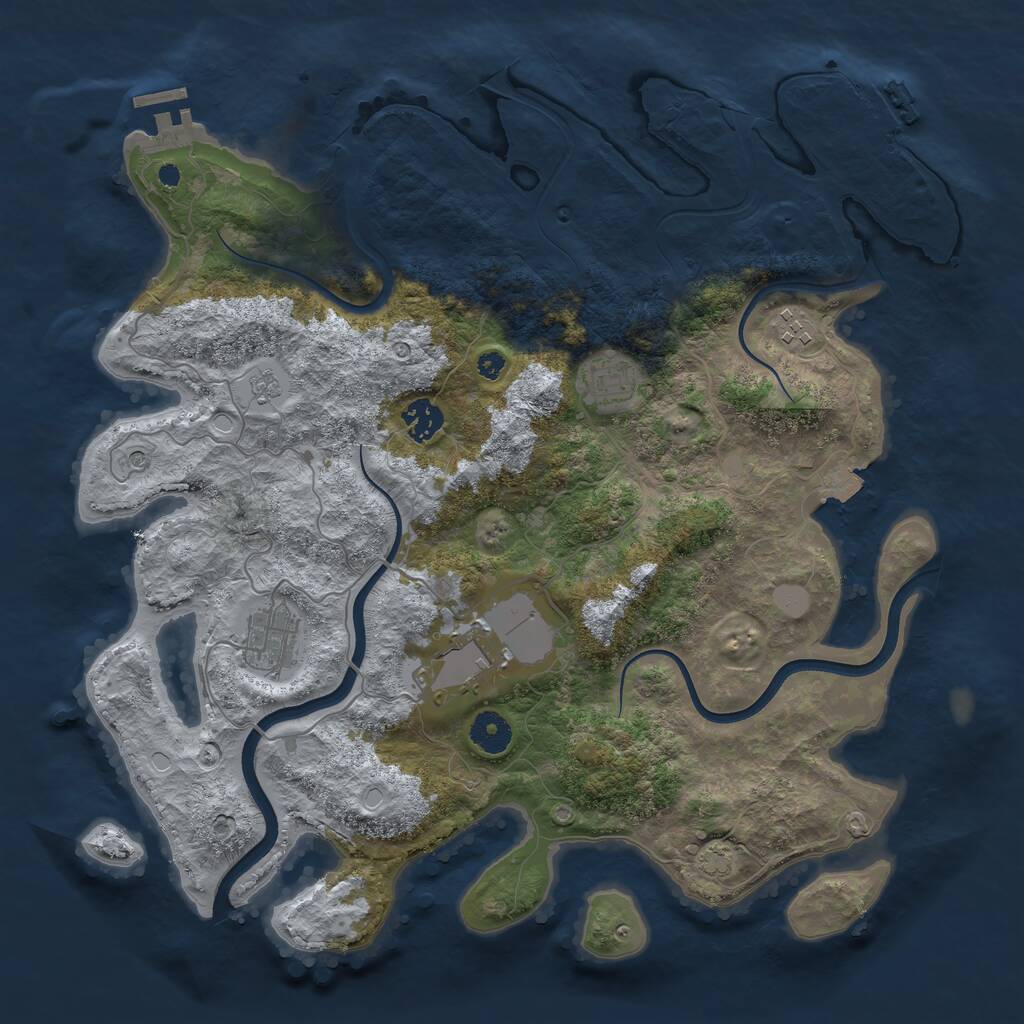 Rust Map: Procedural Map, Size: 3800, Seed: 5000000, 11 Monuments