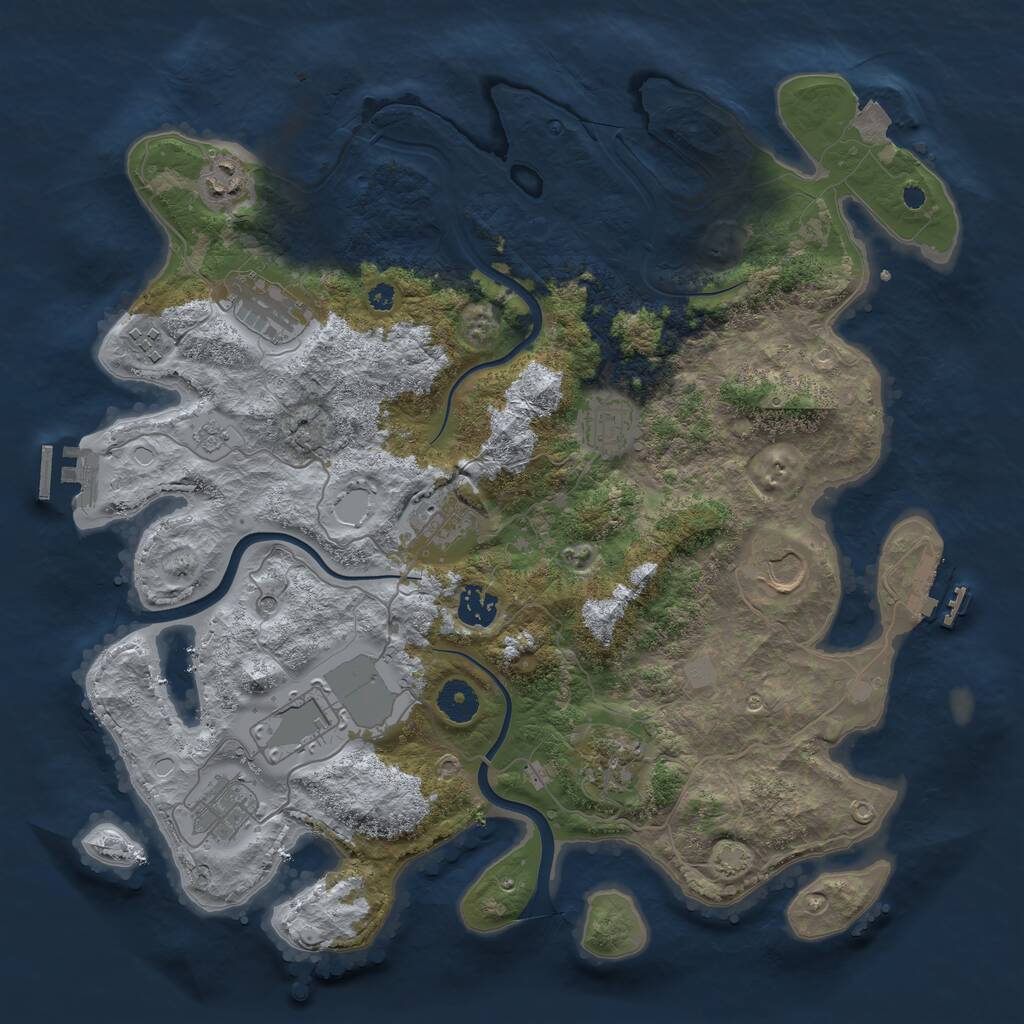 Rust Map: Procedural Map, Size: 3800, Seed: 5000000, 16 Monuments