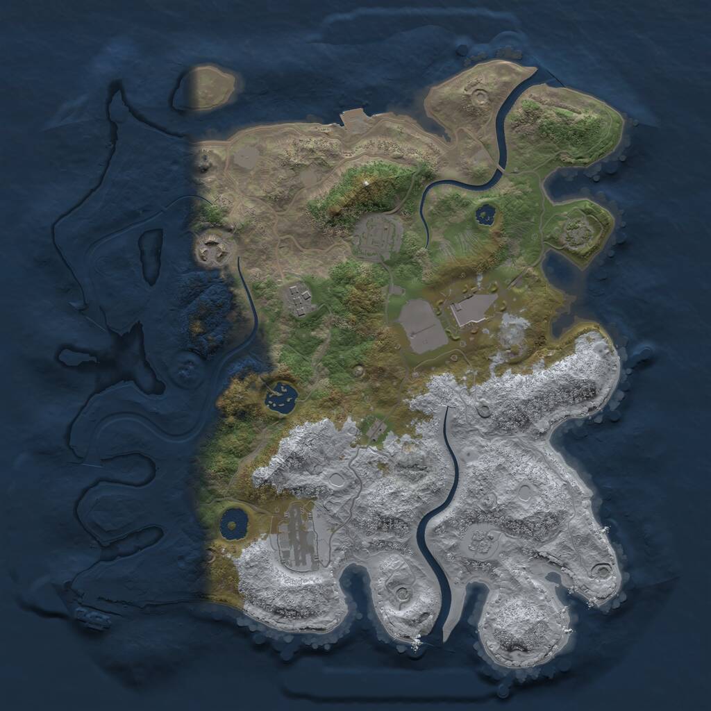 Rust Map: Procedural Map, Size: 3500, Seed: 2036892579, 11 Monuments