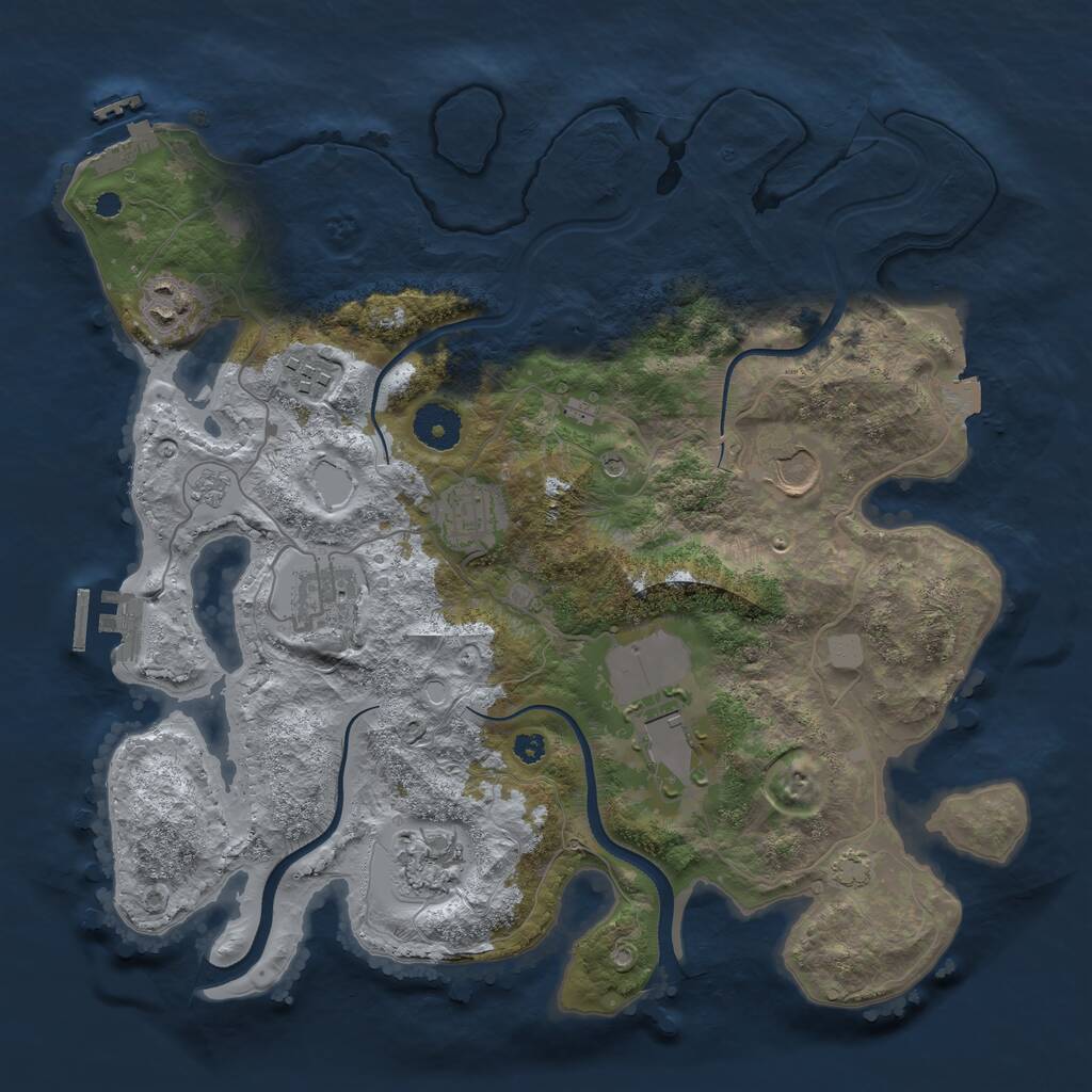 Rust Map: Procedural Map, Size: 3500, Seed: 1370472611, 13 Monuments