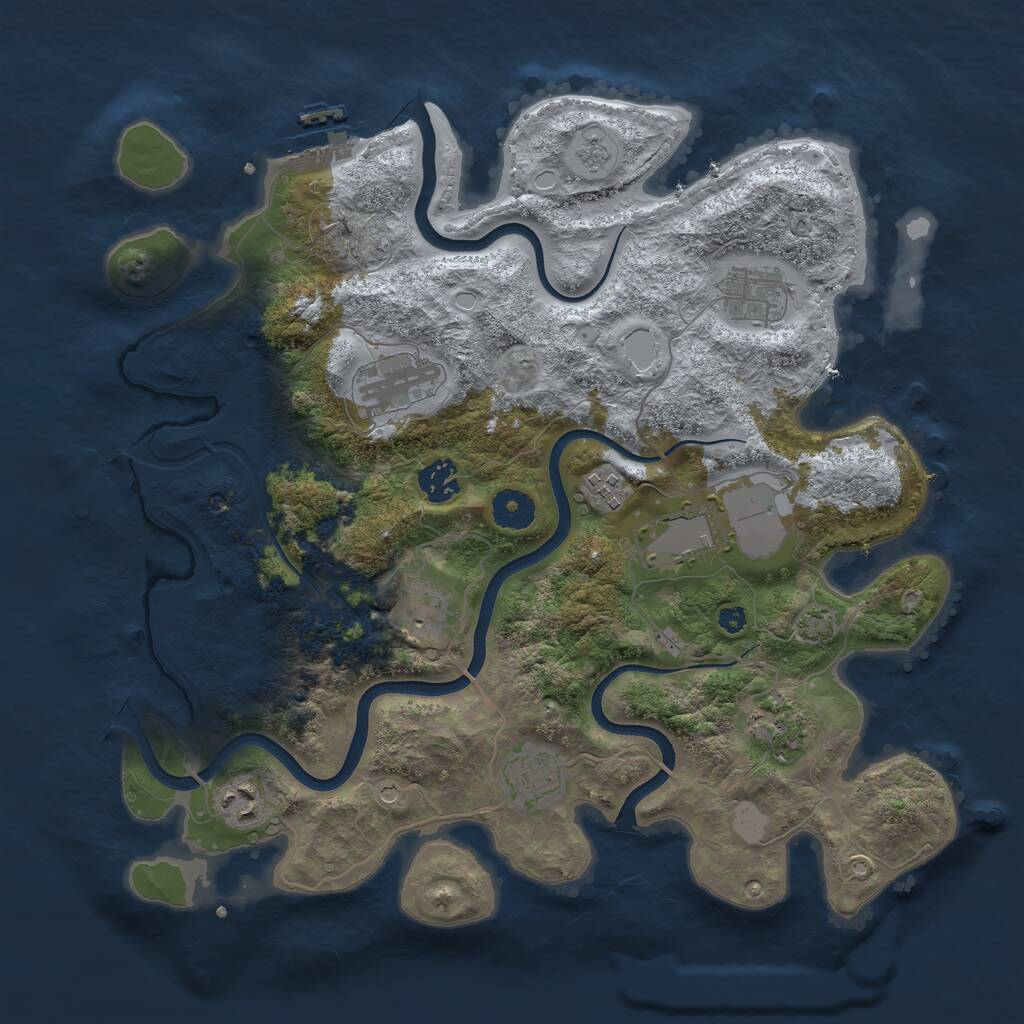 Rust Map: Procedural Map, Size: 3700, Seed: 835609806, 14 Monuments