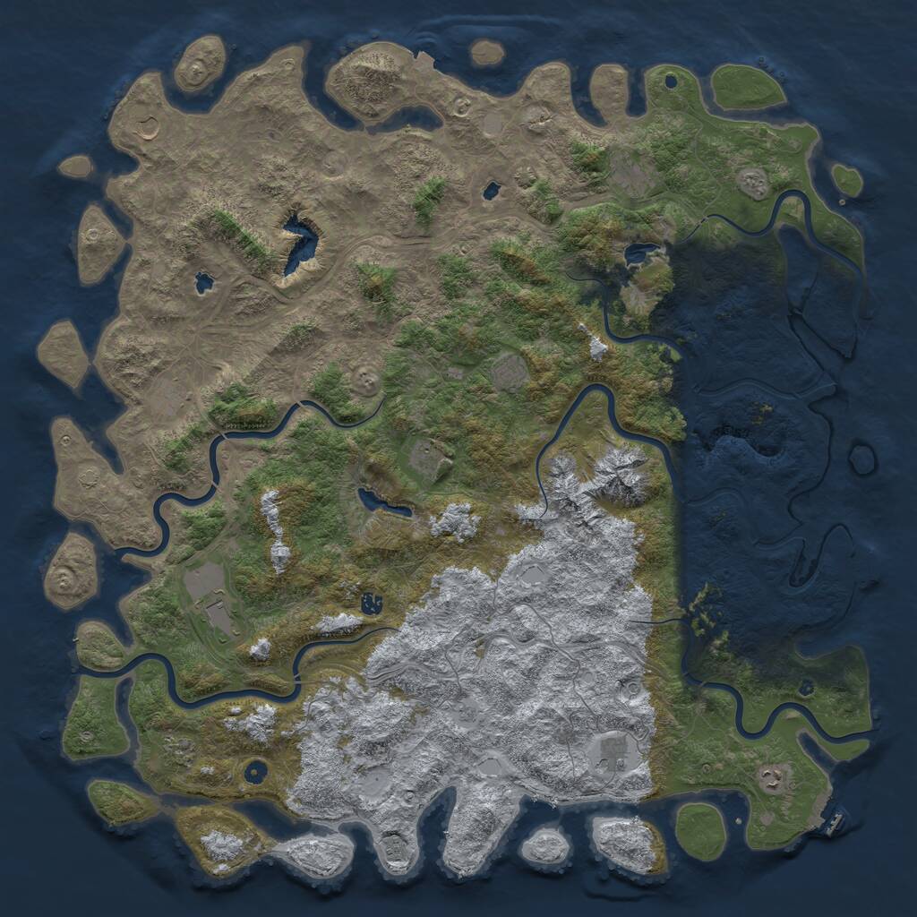 Rust Map: Procedural Map, Size: 6000, Seed: 723674254, 17 Monuments