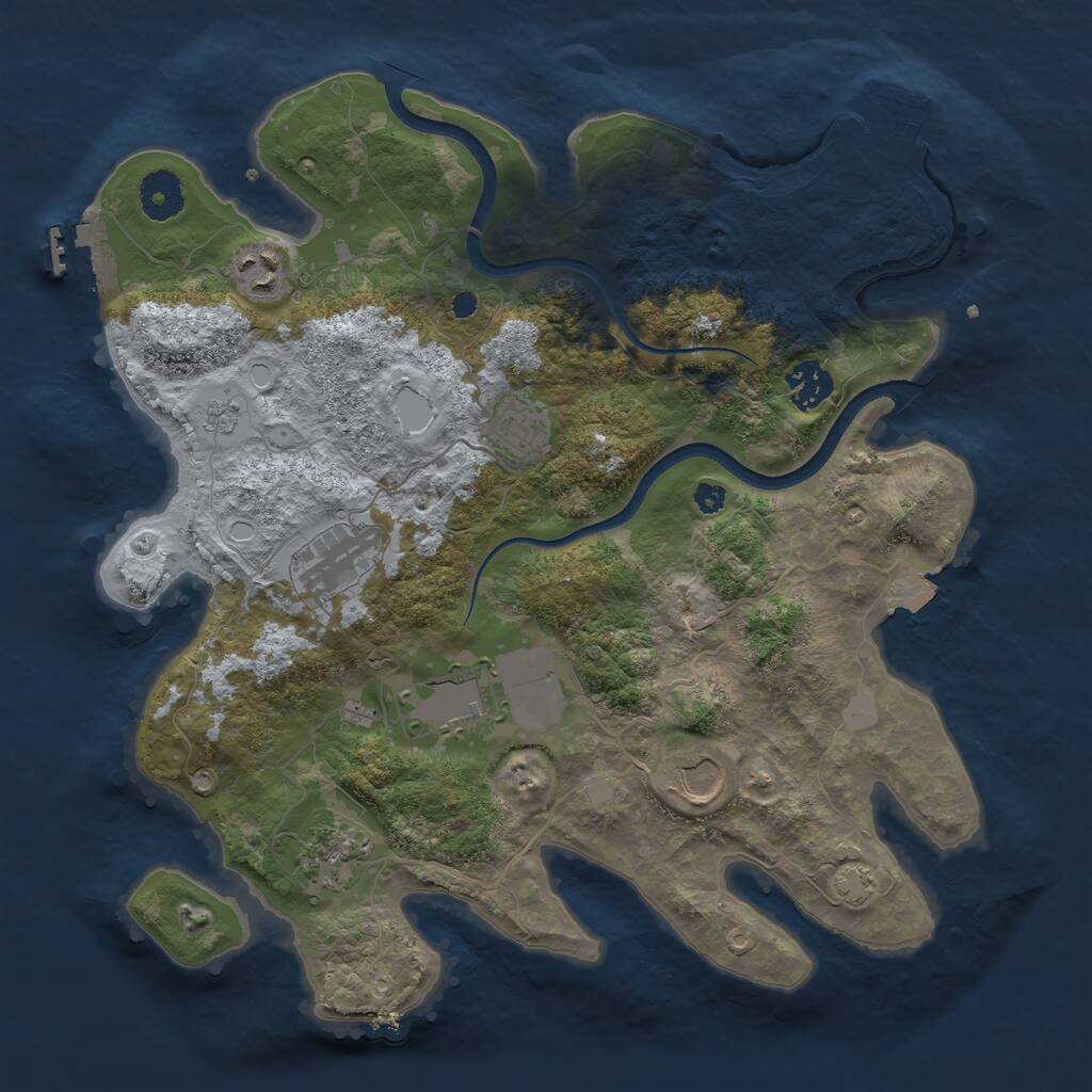 Rust Map: Procedural Map, Size: 3500, Seed: 1338975708, 12 Monuments